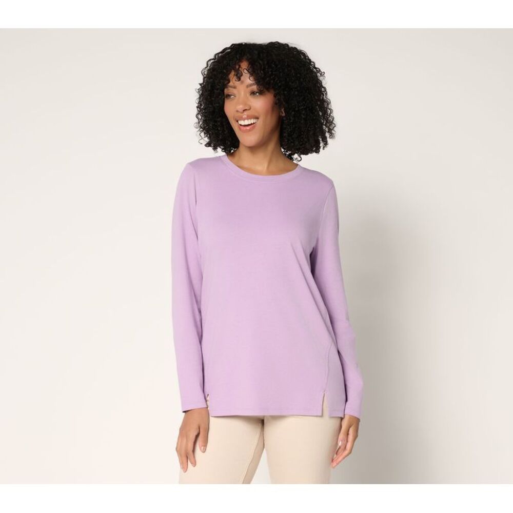 Liberare Women's Top Sz XL Long Sleeve Everyday Tee Slits Purple A703166